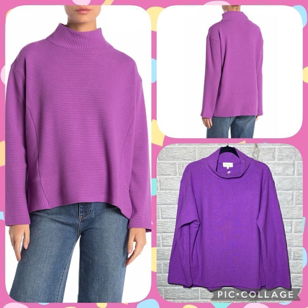 NWT MSRP $58 MELLODAY Ottoman Ribbed Knit Turtleneck Women's Size Large